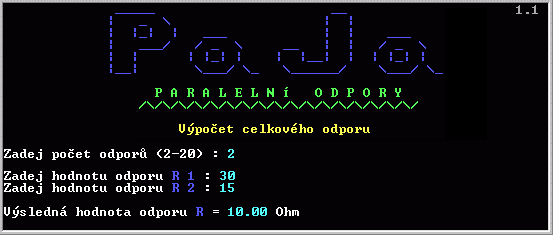 Ukzka z programu Paraleln odpory